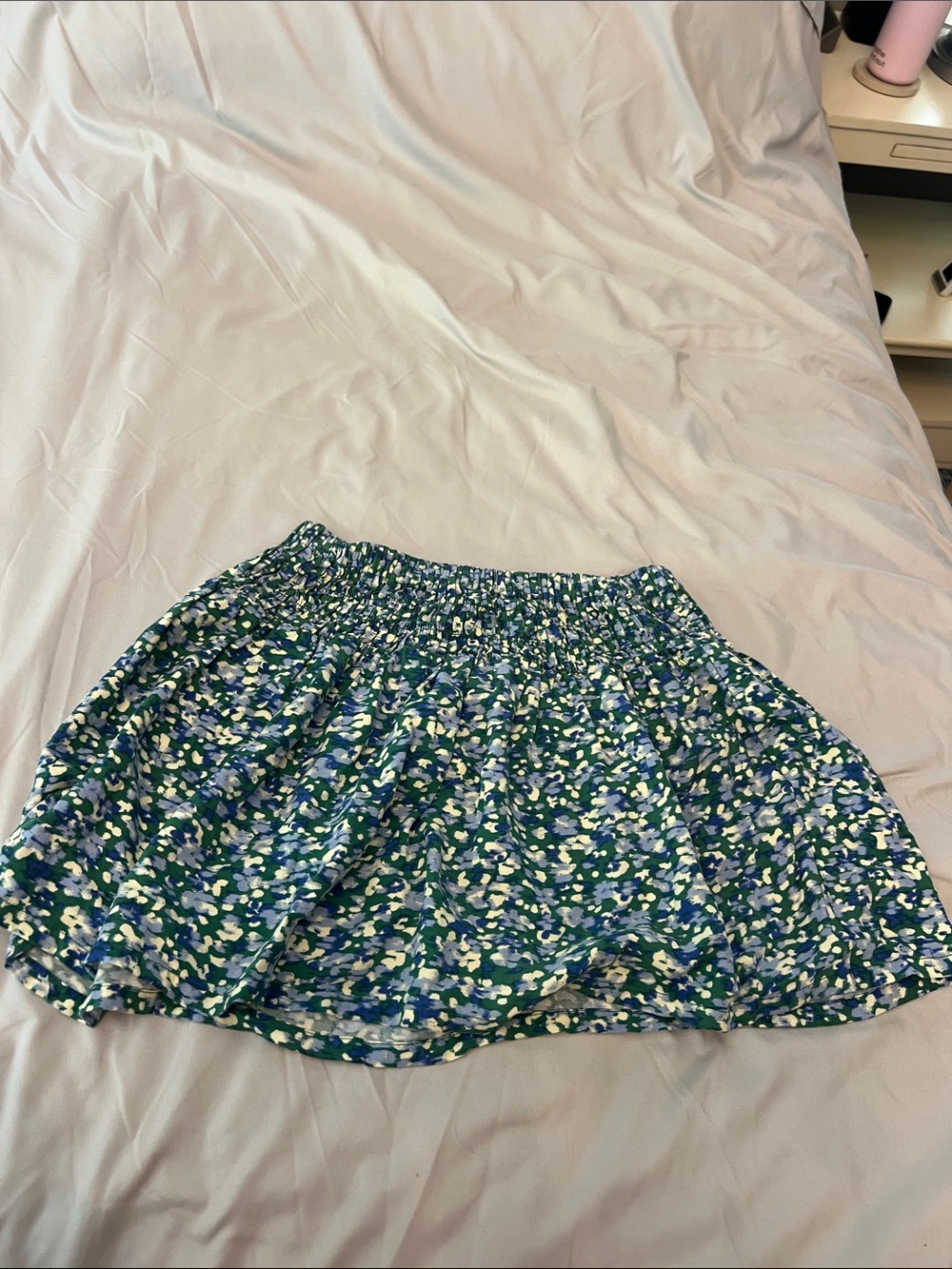 Melrose and Market Blue and Green Floral Smocked Mini Skirt